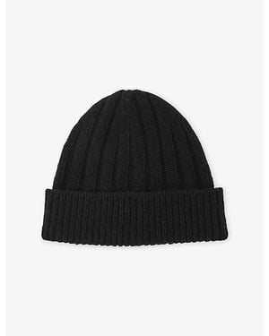 Reiss Ribbed Wool-Blend Beanie - Black
