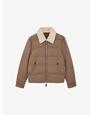 Reiss Maximus Wool-Sleeve Quilted Nylon Puffer Jacket - Brown