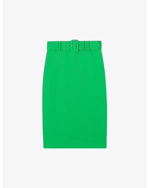 LK Bennett Tabitha Belted-Waist High-Rise Crepe Pencil Skirt - Green