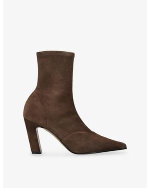 KHAITE Nevada 85 Suede Heeled Ankle Boots - Brown