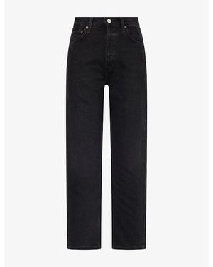 Agolde Riley Cropped Denim Jeans - Black