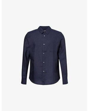 Derek Rose Monaco Long-Sleeve Linen Shirt - Blue