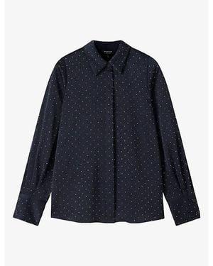 Whistles Embellished-Rhinestones Hammered Satin Shirt - Blue
