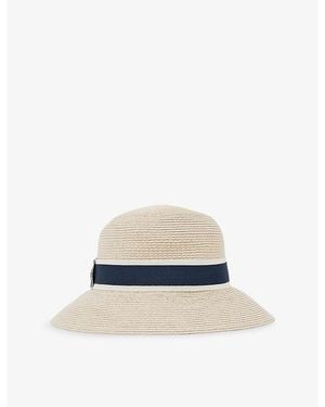 Reiss Ribbon Straw Hat - White