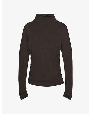 Reiss Heidi Mock-Neck Stretch Wool-Blend Top - Black