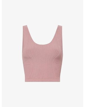 GYMSHARK Luxe Ribbed Stretch-Knit Tank Top - Pink