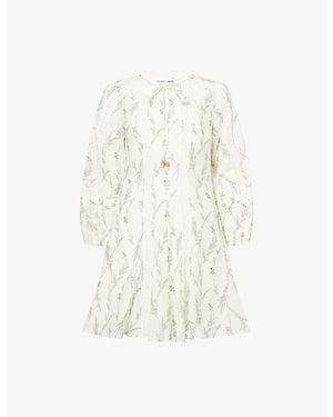 Veronica Beard Ollian Floral-Print Cotton And Silk-Blend Mini Dress - White