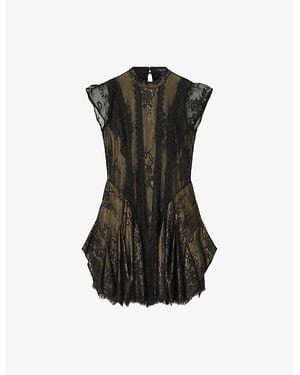 AllSaints Fleur High-Neck Lace Mini Dress - Black