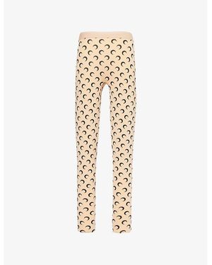 Marine Serre Moon-Print Stirrup-Cuff Recycled Stretch-Jersey Leggings - Metallic