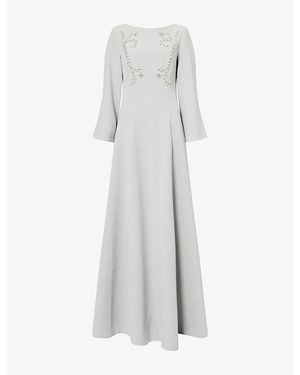 Huishan Zhang Clover Jewel-Embellished Woven Gown - Grey