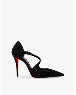 Christian Louboutin Miss Ziggyta 100 Suede Heels - Black