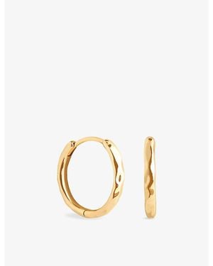 Astrid & Miyu Molten Textured 18Ct-Plated Sterling- Hoop Earrings - Metallic
