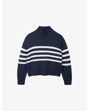 The White Company Striped Funnel-Neck Wool And Cashmere-Blend Jumper - Blue