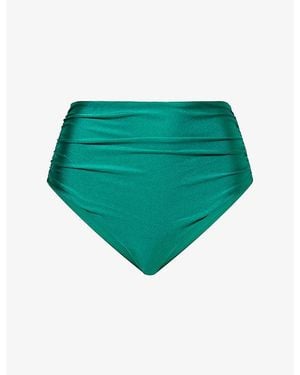 Jonathan Simkhai Teya High-Rise Ruched Bikini Bottoms - Green