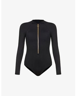 Seafolly Collective Long-Sleeve Stretch-Nylon Swimsuit - Black