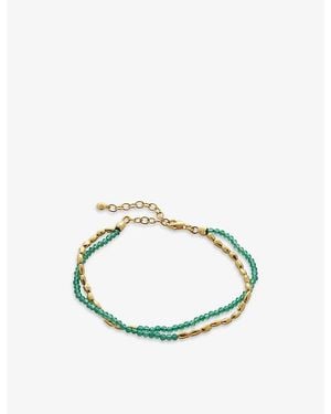 Monica Vinader Mini Nugget 18Ct-Plated Vermeil Sterling- And Onyx Bracelet - Green
