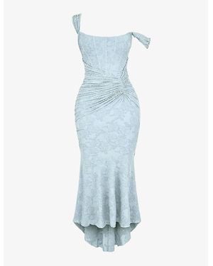 House Of Cb Cesca Floral-Print Corseted Stretch-Woven Maxi Dress - Blue