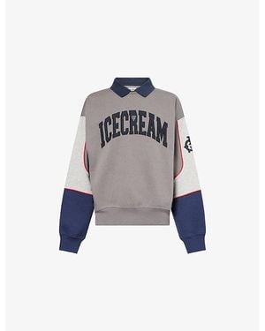 ICECREAM Warmup Embroidered-Text Cotton-Jersey Sweatshirt - Grey