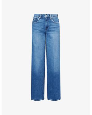 PAIGE Tatum 32' Wide-Leg Mid-Rise Stretch-Denim Blend Jeans - Blue