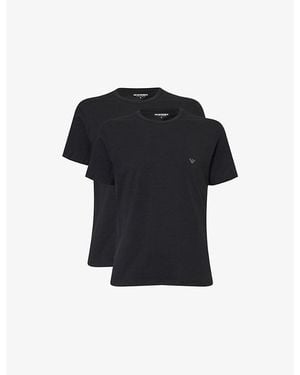 Emporio Armani Logo-Print Pack Of Two Cotton-Jersey T-Shirts - Black