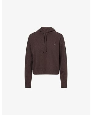 ADANOLA Logo-Plaque Ribbed-Knit Wool Hoodie - Brown