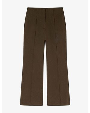 Whistles Pinktuck Kick-Flare Stretch Cotton-Blend Trousers - Brown