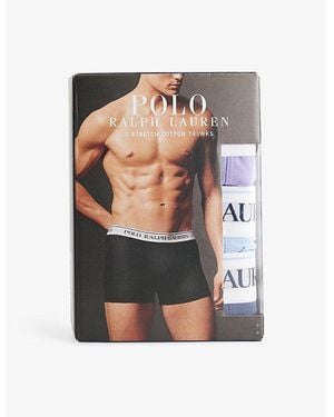 Polo Ralph Lauren Classic Branded-Waistband Pack Of Three Stretch-Cotton Boxer Trunks - Multicolour