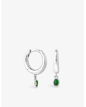Astrid & Miyu Dome Rhodium-Plated Recycled Sterling- And Topaz Huggies - White