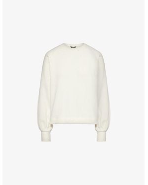 ME+EM Raglan-Long-Sleeves Round-Neck Cotton-Jersey Sweatshirt - White