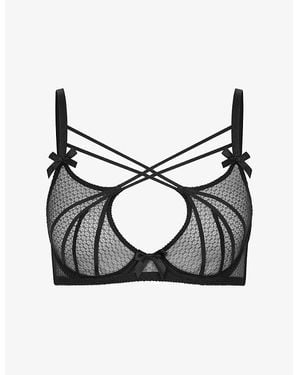 Agent Provocateur Nicki High-Neck Underwired Mesh Bra - Black