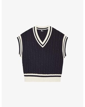 The Kooples Relaxed-Fit V-Neck Knitted Vest - Blue