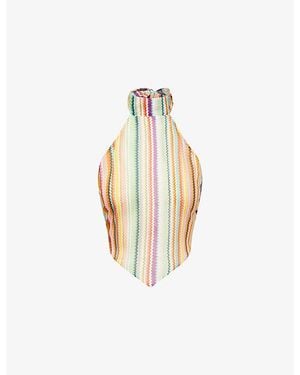 Missoni Chevron Halterneck Cotton-Blend Top - Metallic