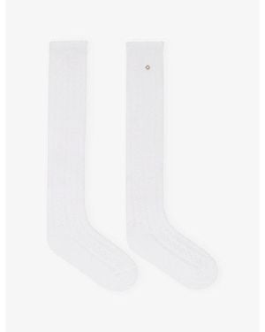 Maje Pointelle Cotton-Blend Knee-High Socks - White