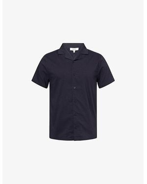 Arne Seersucker Short-Sleeve Cotton Blend Shirt - Blue