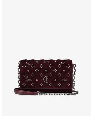 Christian Louboutin Paloma Spike Leather Clutch Bag - Purple