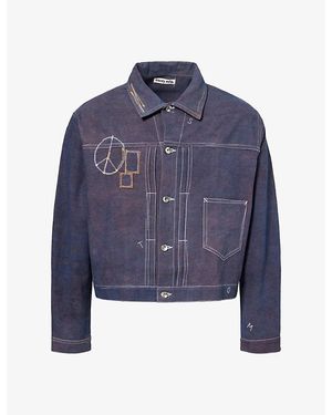 STORY mfg. Friday Embroidered Cotton Jacket - Blue