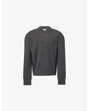 Marni V-Neck Rib-Knit Wool-Blend Jumper - Black