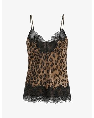 Because Of Alice Lace-Trim Leopard-Print Chiffon Cami Top - Brown