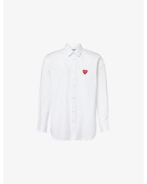 COMME DES GARÇONS PLAY Heart Logo-Embroidered Cotton Shirt - White
