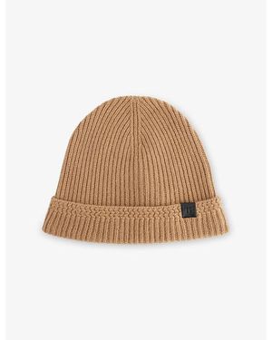 Tom Ford Branded-Tab Ribbed Cashmere Beanie Hat - Natural