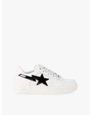 A Bathing Ape Bape Sta Os #3 M2 Leather Trainers - White