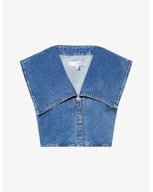 FRAME Bib Sleeveless Denim Blouse - Blue