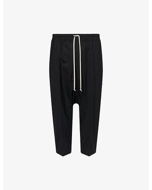 Rick Owens Cropped Drawstring Wool Trousers - Black