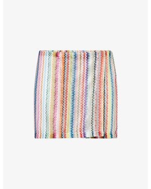 Missoni Wrap-Over Zig-Zag Knitted Mini Skirt - Red