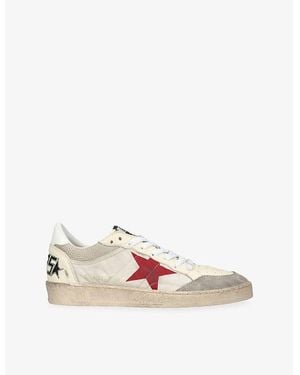 Golden Goose Ball Star Leather And Woven Low-Top Trainers - Pink