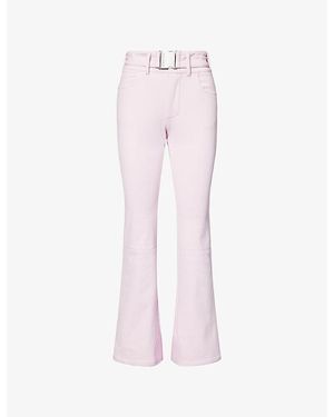 BO+TEE Embroidered-Logo Flared-Leg Stretch-Woven Salopettes - Pink