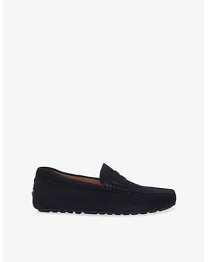 BOSS Penny-Detail Suede Loafers - Blue