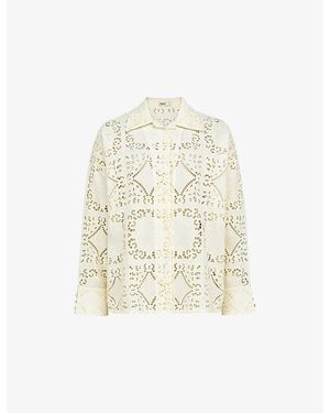 House Of Cb Samah Broderie Anglaise Cotton Shirt Xs (A-C Cup) - Natural