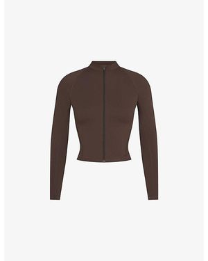 NikeSKIMS Matte Mock-Neck Full Zip Jacket - Brown