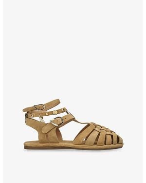 Ancient Greek Sandals Karina Suede Fisherman Sandals - Natural